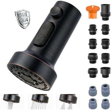 ARCORA Stainless Steel Kitchen Faucet Head with 13 Adapters, 3 Modes by ARCORA