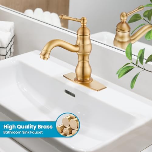 gotonovo Bathroom Faucet 1 Hole Vintage,Antique Brass,5.9” Spout Reach - Image 2