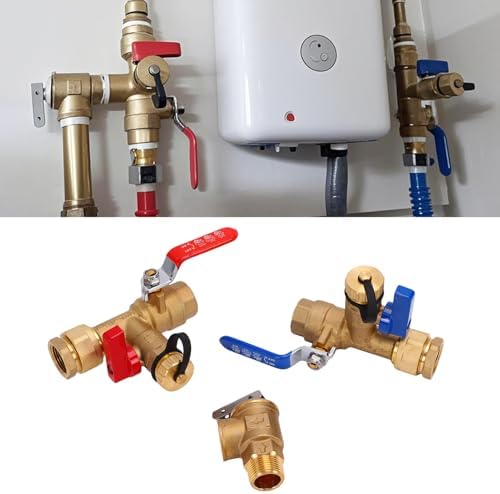 Tankless Water Heater Service Valve Kit, 3/4 Inch Hot and Cold Isolation Valves and Pressure Relief Valve, Tankless Water Heater Service Kit for Heaters - Image 2