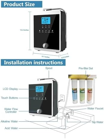 Alkaline Water Ionizer Machine, 11-Plate Multi-Function Household Water Filter System with Platinum Coating, Adjustable pH Levels, Hydrogen-Rich Drinking Water for Home Use White - Image 7
