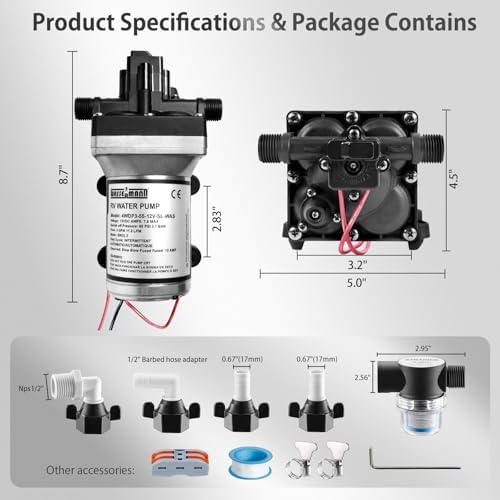 WASSERMANN RV Water Pump 12V DC 4008-101-A65/E65 Replacement, 3.0 GPM 55PSI, Quiet Water Pump for Camper RV Shower Garden Industrial Yacht Sprayer Food Truck Travel Trailer Water Pumps with Acessories - Image 3