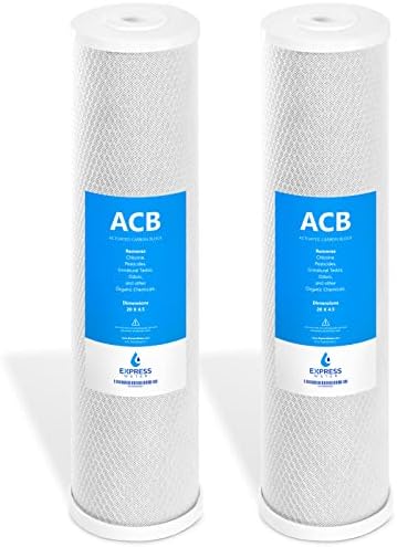 Express Water – 2 Pack Water Filter Activated Carbon Block Replacement Filter – ACB Large Capacity Filter – Whole House Filtration – 5 Micron Water Filter – 4.5” x 20” inch by ExpressWater