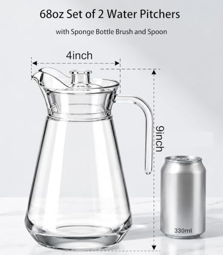 2 Pack Plastic Pitcher, 68oz Iced Tea Pitcher with Lid and Handle - Image 2
