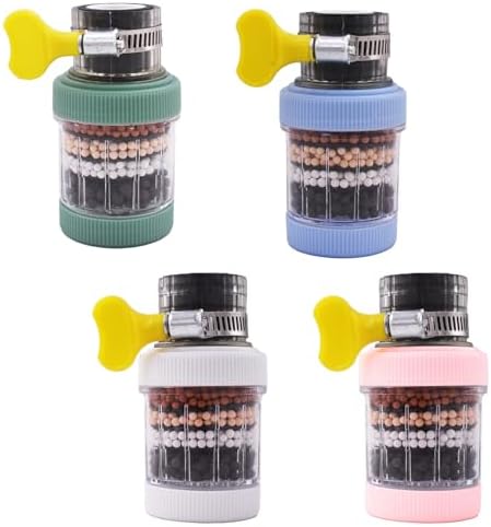 4 Pack Faucet Mount Filters,Faucet Water Filter for Kitchen,Purifier Kitchen Tap Filtration for Kitchen Bathroom with Activated Carbon Removes Chlorine Fluoride Heavy Metals Hard Water (Random Color) by LiXiongBao