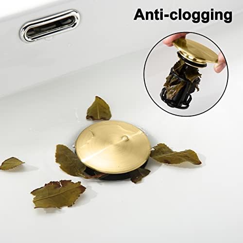 TIORIY Bathroom Sink Stopper with Overflow, Sink Drain Brushed Gold - Image 6