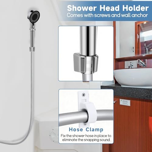 5+1 Mode High Pressure Replacement Silver RV Shower Head with Hose - Image 4