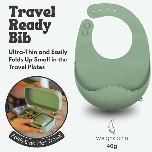 Baby Travel Feeding Set with Silicone Suction Plates, Green Small - Image 5