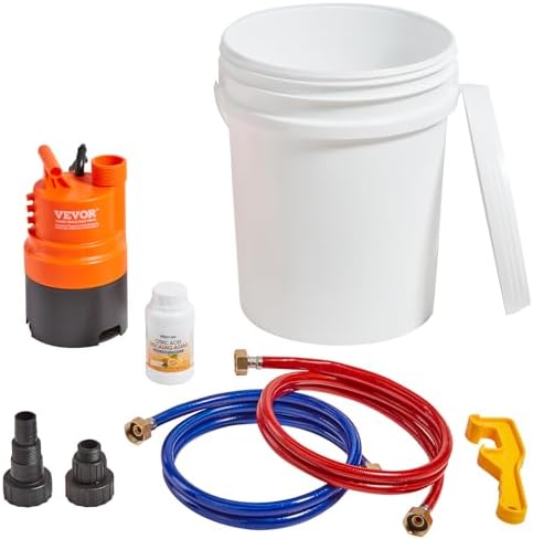VEVOR Tankless Water Heater Flushing Kit, Water Heater Flush Kit With Efficient Pump, 5 Gallon Pail, 2 Hoses, Wrench, and Adapter, Anti-corrosion by VEVOR