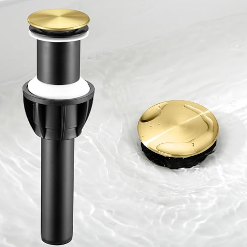 TIORIY Bathroom Sink Stopper Without Overflow, Sink Drain Brushed Gold by TIORIY