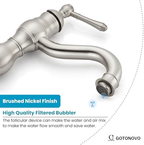 gotonovo Bathroom Faucet 1 Hole Vintage,Brushed Nickel,7.1” Spout Reach - Image 6