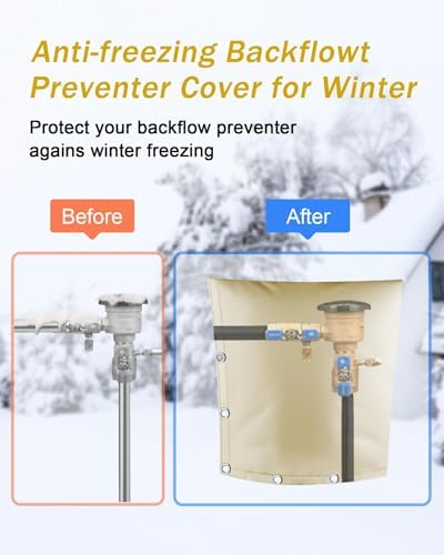Backflow Preventer Pipe Insulation Cover (5°F), POROLIR 20"X16" Thicker Pressure Vacuum Breaker Cover, Water Well Pump Sprinkler Valve Cover for Winter Freeze Protection, Khaki - Image 3