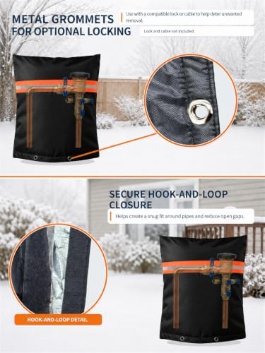 Insulated Backflow Preventer Cover Freeze Protection,34" W x 24" H,Black - Image 5