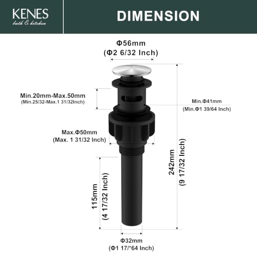KENES 2 Pack Brushed Nickel Bathroom Sink Drain Assembly with Overflow - Image 6