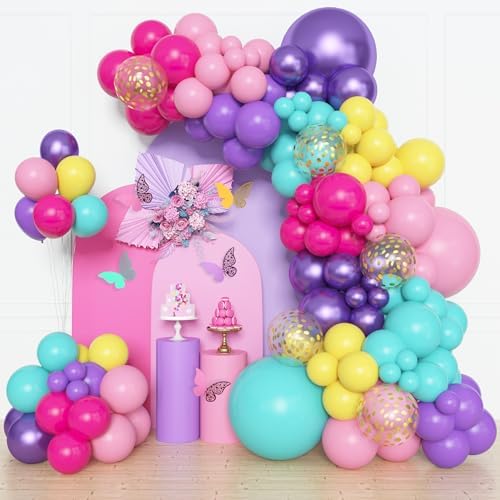 Amandir 153pcs Purple Blue Pink Balloon Garland Arch Kit Different Sizes by Amandir