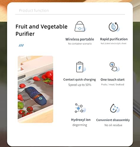 Fruit and Vegetable Washing Machine, Aqua Pure Fruit Cleaner Device, Fruit Purifier with OH-ion Purification Technology 250min Working Time Wireless Charging for Cleaning Fruit,Vegetable,Meat (Yellow) - Image 2