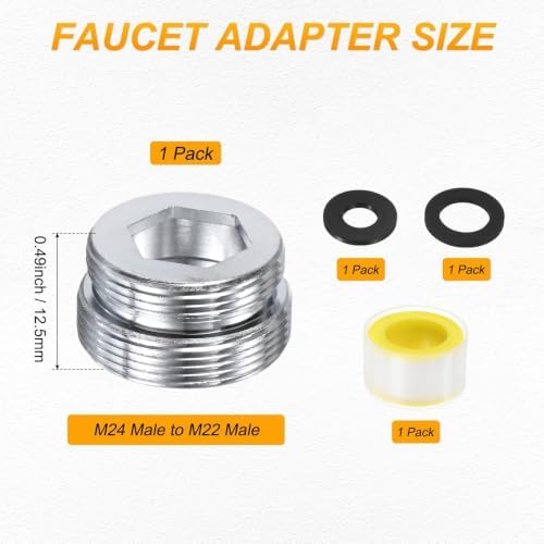 M METERXITY 1-Pack Faucet Adapter, M24 Male to M22 Male, for Kitchen - Image 3