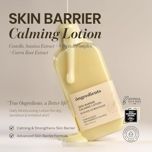 ONGREDIENTS Skin Barrier Calming Lotion | Lightweight Moisturizer for Dry, Sensitive Skin | Centella, 9-Peptide Complex, Glucose, Soothing, Hydrating | Vegan, Korean skincare (220ml / 7.43 fl Oz) - Image 2