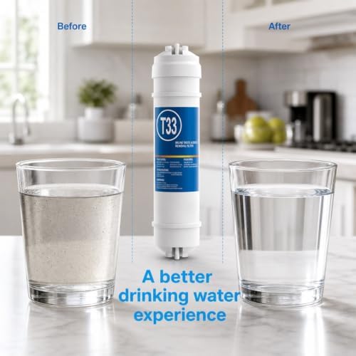 2 Count 10.5"x2.4" T33 Inline Post Carbon Replacement Filters, 1/4"Quick Connect, Easy Tool-Free Swap, Keeps Kitchen RO Water Crisp - Image 4