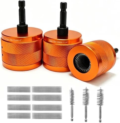 1/2" & 3/4"&1" Copper Pipe Cleaner Set for Drill,with 1/4" Hex Shank & 6 Brush Blades & 3 Pipe Cleaning Brush,Drill Copper Pipe Cleaner for Removing Rust,Stains & Paint by Unknown