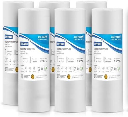 PP20BB 5 Micron 4.5" x 20" Filter Set – Sediment Replacement Cartridges for Whole House Water Filtration Systems, Universal Standard PP Filters (6, 20 x 4.5) by YourHealthIsOurPriority