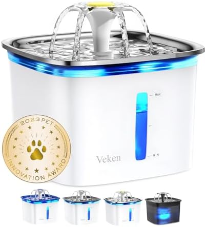 Veken Innovation Award Winner 95oz/2.8L Cat Water Fountain, C1 Classic by Veken