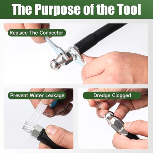 Sewer Jetter Kit for Pressure Washer, 50FT Drain Cleaning Hose with Corner Rotating and Button Nose Nozzles, 1/4" NPT Sewer Jet Nozzle Set with Spanner, Tape, Pins, 5800 PSI - Image 6