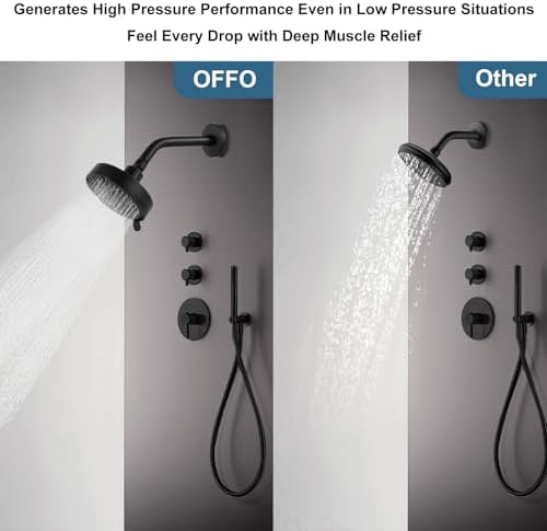OFFO Shower Head, High Pressure Shower Head with Pause Mode, 9 Mode Fixed Showerheads for Strong Water Flow & Relaxing Shower Experience, Matte Black - Image 5