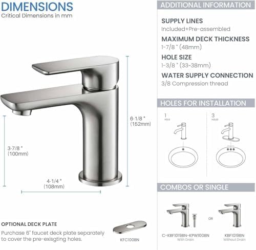 KIBI Tender Brushed Nickel Bathroom Sink Faucet with Pop-Up Drain | Single Handle Solid Brass High Arc Spout | Smooth Water Flow and Corrosion-Resistant (Brushed Nickel W/Pop Up Drain) - Image 2