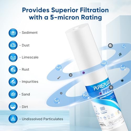PUREPLUS 5 Micron 20"x2.5" Whole House Sediment Water Filter PP20 4 Pack - Image 5