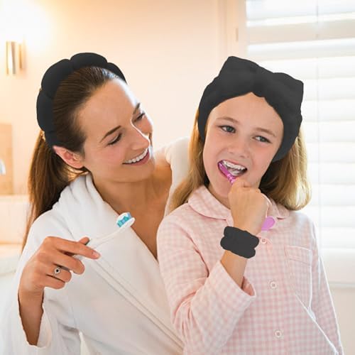 Black Skincare Bubble headband and wristband set for Face Washing - Image 6