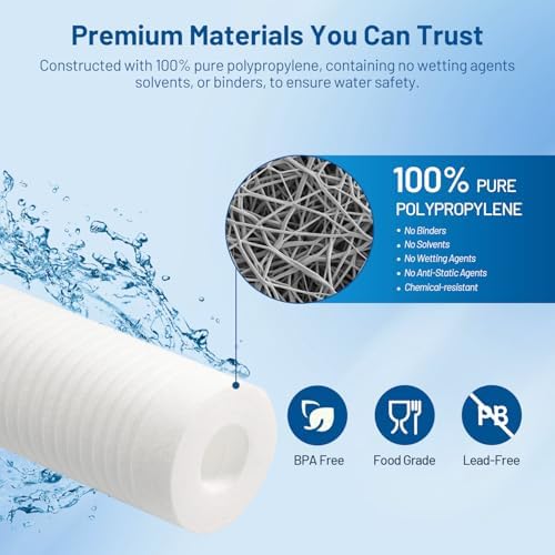 5 Micron 10" x 2.5" PP Grooved Sediment Water Filter Cartridge, 6 Pack - Image 4