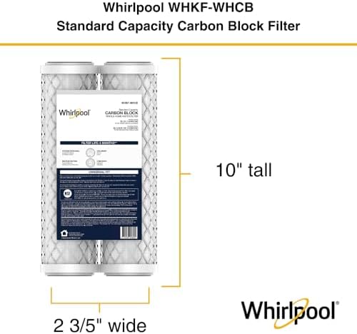 Whirlpool 10" x 2.5" Carbon Block Water Filter WHKF-WHCB, NSF Certified 5 Micron Reduces Chlorine and Sediment, 6-Month Life, CTO Replacement Cartridge Fits Home Filter Housing, Reverse Osmosis System - Image 4