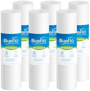 5 Micron 10"x2.5" Whole House Sediment Water Filter Cartridge Replacement for Any Standard 10 inch RO Unit, DuPont WFPFC5002, Whole House Sediment Filter Cartridge, Pentek DGD series, RFC, 6 Pack by BlueFlo
