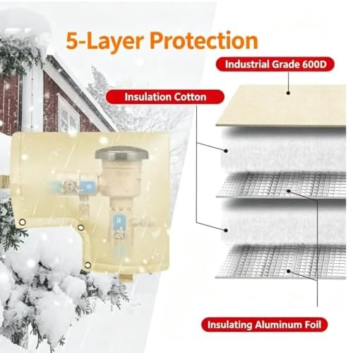 Backflow Preventer Insulation Cover,5‑Layer 600D Oxford Freeze Protection - Image 2
