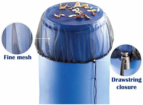 Mesh Cover for Rain Barrels with Drawstring, Water Collection Buckets Tank Protector, Rain Bucket Netting Screen Cover for Outdoor Garden, 37.4 Inches - Image 3