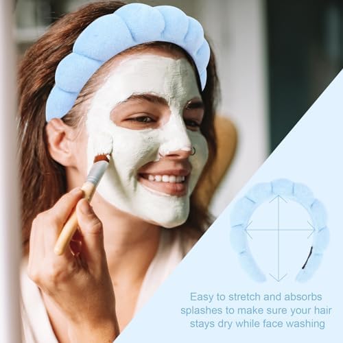 3 Pack Spa Headbands - Terry Cloth Puffy Hair Bands for Skincare, Makeup Removal, and Face Washing - Image 3