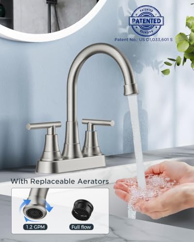 FORIOUS 4 Inch Centerset Bathroom Faucets Brushed Nickel 2 Pack Commercial - Image 6