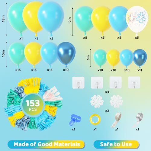 Amandir 153pcs Blue and Yellow Balloons Arch Garland Kit Different Sizes - Image 3