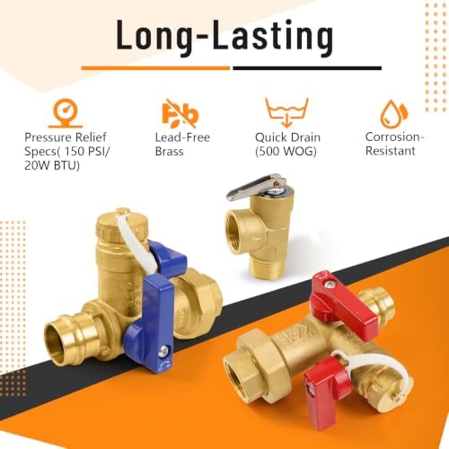 1PC HeSun 3/4" Press Tankless Water Heater Service Valve Kit(Tool055-1) - Image 3