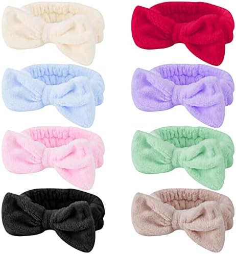 Ondder Spa Headband for Washing Face 8 Pack Aossrted Skincare Headbands for Women Girls Terry Cloth Cute Makeup Headbands Head Bands with Bow by Ondder