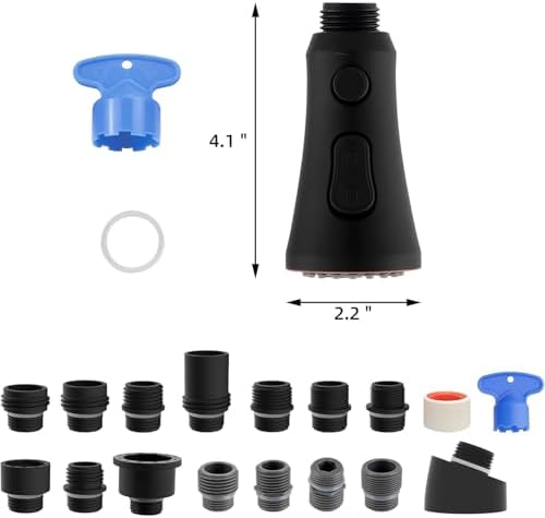 Hibbent Pull Down Kitchen Faucet Head Replacement with 15 Adapters - Image 4