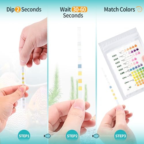 Umlecoa 9 in 1 Aquarium Test Kit for Freshwater and Saltwater - 100 Aquarium Test Strips with Test Tube & Thermometer - Fast & Accurate Water Testing Strips for Aquarium/Pond/Pool - Image 3