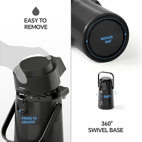 IDEUS Thermal Coffee Carafe 68oz, Airpot Beverage Dispenser Black - Image 5