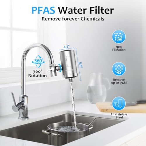 WINGSOL Visible Window Faucet Water Filter Stainless Steel, NSF/ANSI 42&53, 360° Rotating Tap Purifier, 250 Gallons Capacity, Reduce Heavy Metals 99.6% Lead, Improve Taste - Image 7