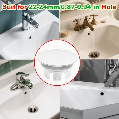 2 Pack Sink Basin Overflow Trim Ring,Solid Brass Bathroom Sink Trim Overfollow Cover,Sink Trim Overflow Cover Insert in Hole Round Caps or Kitchen Bathroom(White) - Image 3