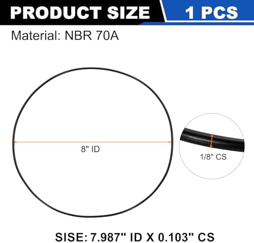 uxcell 1Pcs AS-171 NBR 70A O-Rings 8" ID x 3/32" CS/7.987" ID x 0.103" CS - Image 2