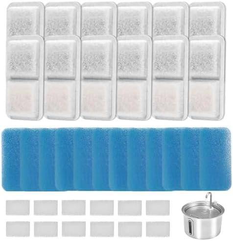 (12 Pack) Cat Water Fountain Filters Replacement Compatible with oneisall Cat Water Fountain, Cat Fountain Filters for 67oz/2L Stainless Steel Cat Fountain by Bravelk