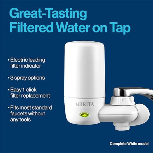 Brita Faucet Mount Water Filter System, White, No-Wait Filtration, Easy Install, Multi-Use Tap Water Filter for Kitchens, Bathrooms & Small Spaces - Image 3