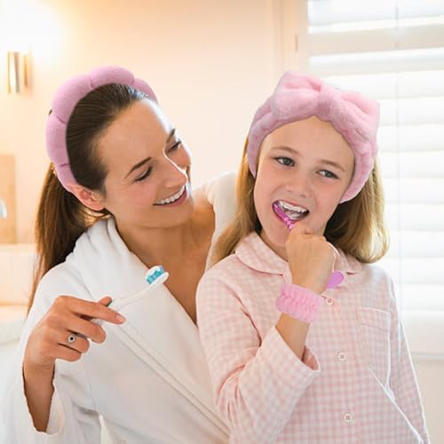Pink Skincare Bubble headband and wristband set for Face Washing - Image 6