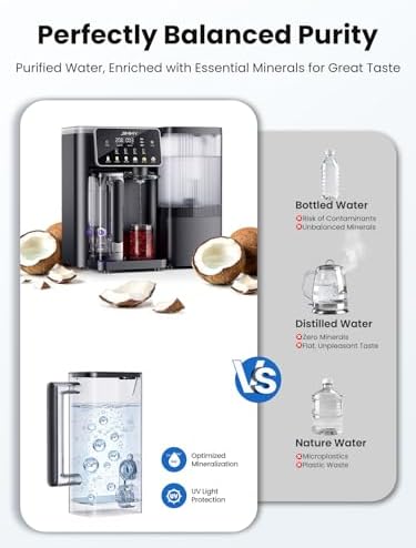 JIMMY R9 Pro Countertop Reverse Osmosis Water Filter,7 Stage Purification with UV, Instant Hot & Cold Portable Water Purifier with 2X 1L Removable Pitchers,No Installation,for Baby Formula - Image 2